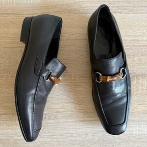 Gucci Black Leather bamboo horsebit loafers men’s Sz 43/9.5-10